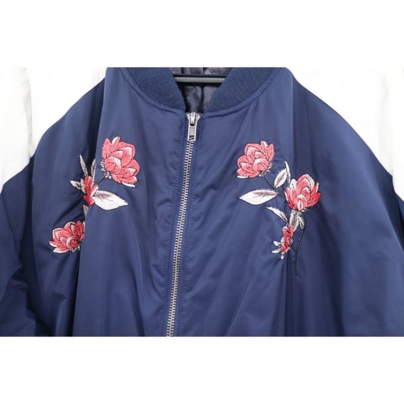 torrid jacket women’s 3 embroidered satin long sleeves full zip bomber floral - Picture 4 of 13